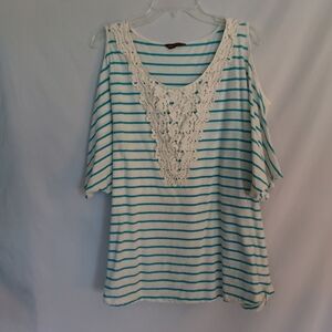 Striped Lace-Trimmed Women's Top